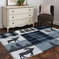 thumbnail image 4 of Navy Blue Plaid Large Area Rugs for Bedroom Living Room, Soft Non Slip Carpet Bedside Rug, Farmhouse Animals Tree Vintage Rectangular Floor Cover Kitchen Accent Rug 4'x6' for Dining Room/Office, 4 of 9