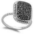 thumbnail image 4 of CHOOSE YOUR COLOR Black CZ Rectangle Twisted Rope Halo Ring .925 Sterling Silver Band Female Size 6, 4 of 4