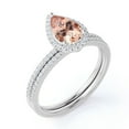 thumbnail image 4 of JeenMata 1.25 Carat Pear cut Lab created morganite and Moissanite Bridal Wedding Ring Set with Engagement Ring and Wedding Band in 18k Gold Over Silver, 4 of 6