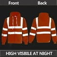 thumbnail image 3 of High Visibility workwear safety full zip hoodie reflective sweatshirt (Orange,S), 3 of 6