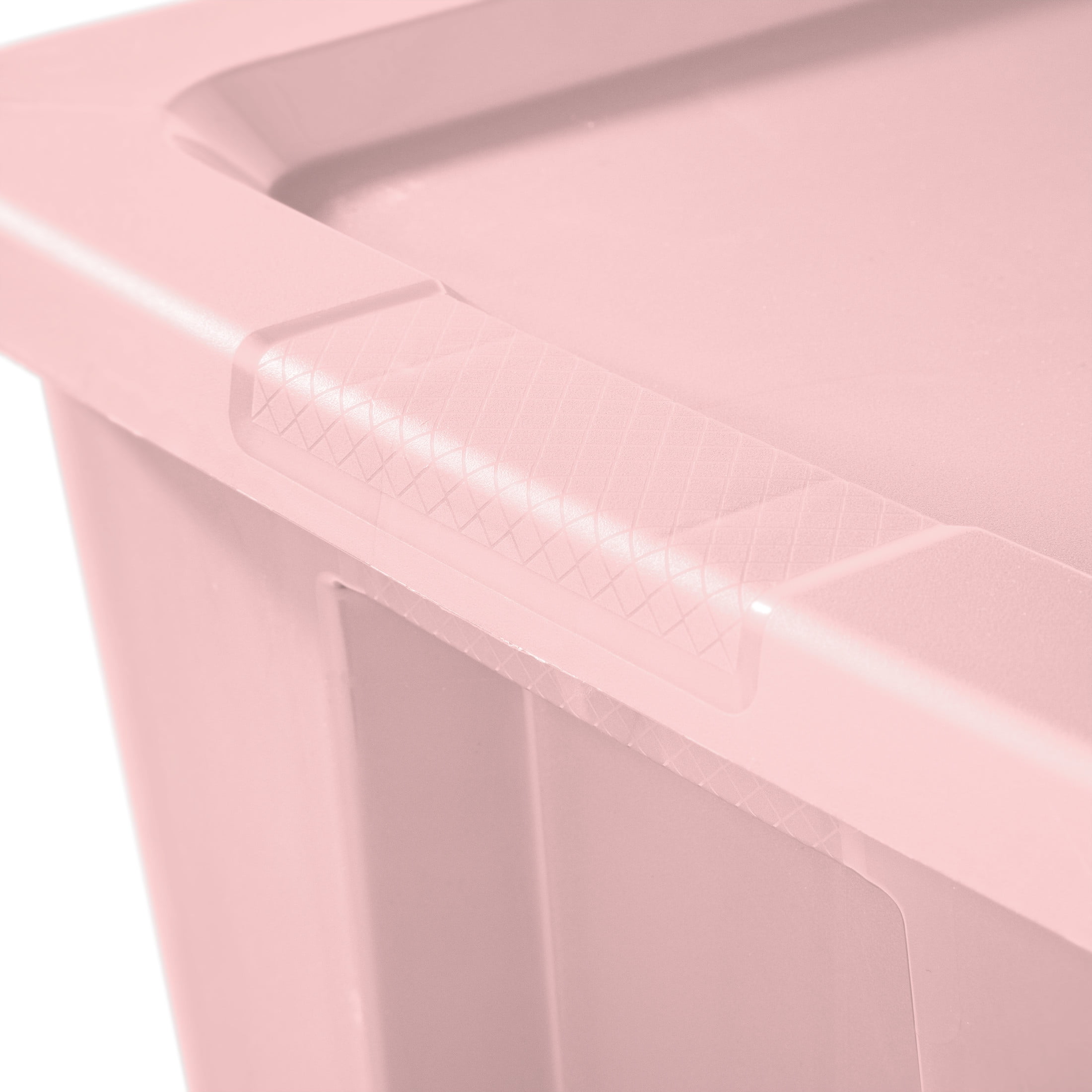 Sterilite Large Storage Bin, 18 Gallon Plastic Storage Container with Snap-On Lid, Pink