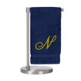 thumbnail image 2 of Monogrammed Bath Towel, Personalized Gift, 27 x 54 Inches - Set of 2 - Gold Script Embroidered Towel - 100% Turkish Cotton - Soft Terry Finish - For Bathroom, or Spa - Script N Navy Towels, 2 of 3
