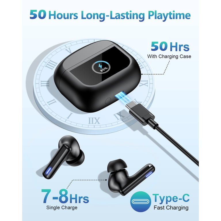 ZIUTY Wireless Earbuds With Touch Screen – ANC Noise Cancelling, 40H Playtime, IPX7 Waterproof, Bluetooth 5.3