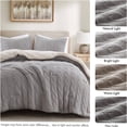 thumbnail image 3 of JERFIT King Size Cable Knit Chenille Bedding Set, 3-Piece Comforter Set with Sherpa Back, Ultra Soft Thermal Blanket, Gray Bedspread for All Season, 3 of 10