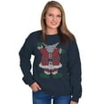 thumbnail image 3 of Ugly Christmas Stitch Santa Costume Unisex Plus Fleece Graphic Sweatshirt Brisco Brands 2X, 3 of 5
