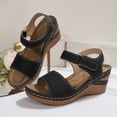 thumbnail image 6 of HomeDM Women's Wedge Sandals Open Toe Ankle Strap Arch Support Summer Walking Beach Sandals, Black Size 7.5, 6 of 9