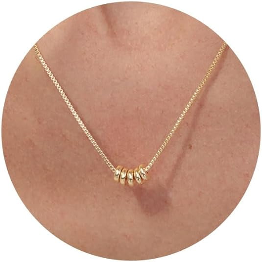 Collar de oro para mujer, collar chapado en oro, collar de flor de loto, collar de cuentas simple, joyería diaria para niñas