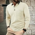 thumbnail image 2 of Homeyce Mens Polo Shirts Long Sleeve Collar Shirts Button Work Fashion Casual Classic Polo Sweater Solid Color Tee Shirt,Beige S, 2 of 4