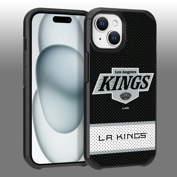 Apple iPhone 15 Plus - NHL Licensed Los Angeles Kings Team Logo on Jersey Textured Dual Layer Case
