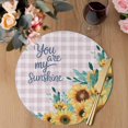 thumbnail image 3 of Sunflower Round 13 Inch Placemats Set of 4, Summer Botanical Yellow Floral Purple Plaid HeatResistant Non Slip Place Mats for Dining Table, Wipeable Braided Kitchen Table Mats for Housewarming, 3 of 9