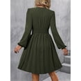 thumbnail image 5 of Women V-Neck Dot Jacquard Spring And Autumn Long-Sleeved A-Shaped Waist Puff Sleeve Dress, 5 of 5