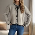 thumbnail image 3 of Fesfesfes Women's Casual Knit Cardigan Solid Color Long Sleeve Stand-Up Collar Sweater with Ribbed Cuffs Trendy Comfy Homewear Blouses(Gray#2,S), 3 of 5
