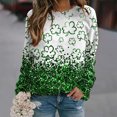 thumbnail image 2 of Penkiiy T-Shirt à Manches Longues et Col Rond Imprimé pour la Saint-Patrick pour Femmes, Vert, 2 of 4