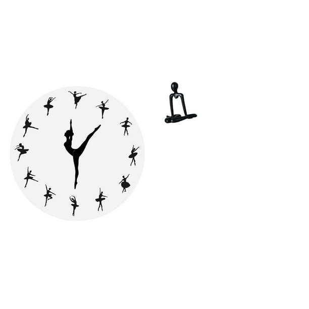 Reloj de pared,Reloj de pared con bailarina,reloj decorativo colgante.,Relojes de pared silenciosos Reloj decorativo de tiempo silencioso,Figura de escritorio,Escultura abstracta de pensador