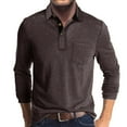 thumbnail image 2 of FRSASU Mens Fashion Polo Shirts Classic Long Sleeve Casual Button Shirt with Pocket Khaki, 2 of 5