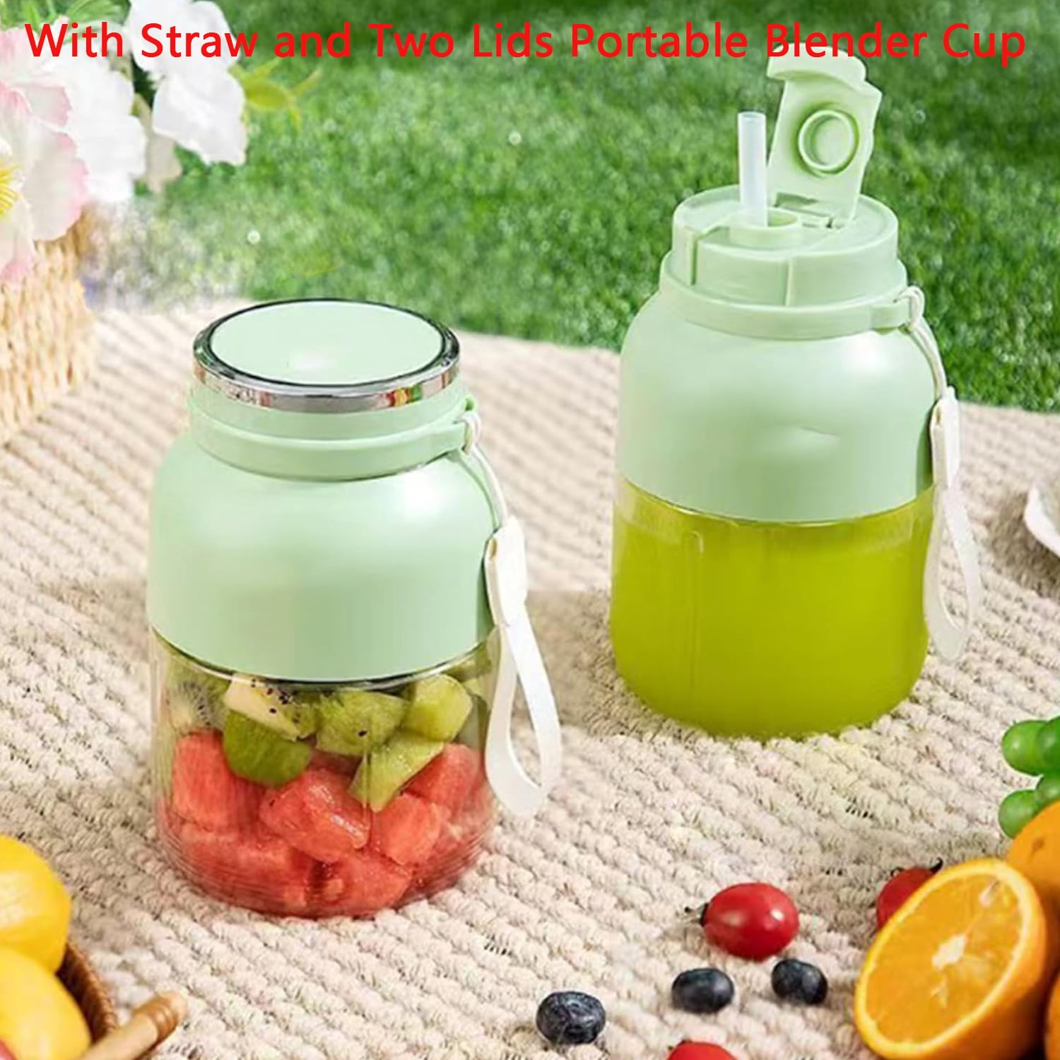 Electric Citrus Juicer 28 Oz, With Straw and Two Lids Portable Blender Cup, Personal Travel Cold Press Juicer Bottle Cups 1PCS