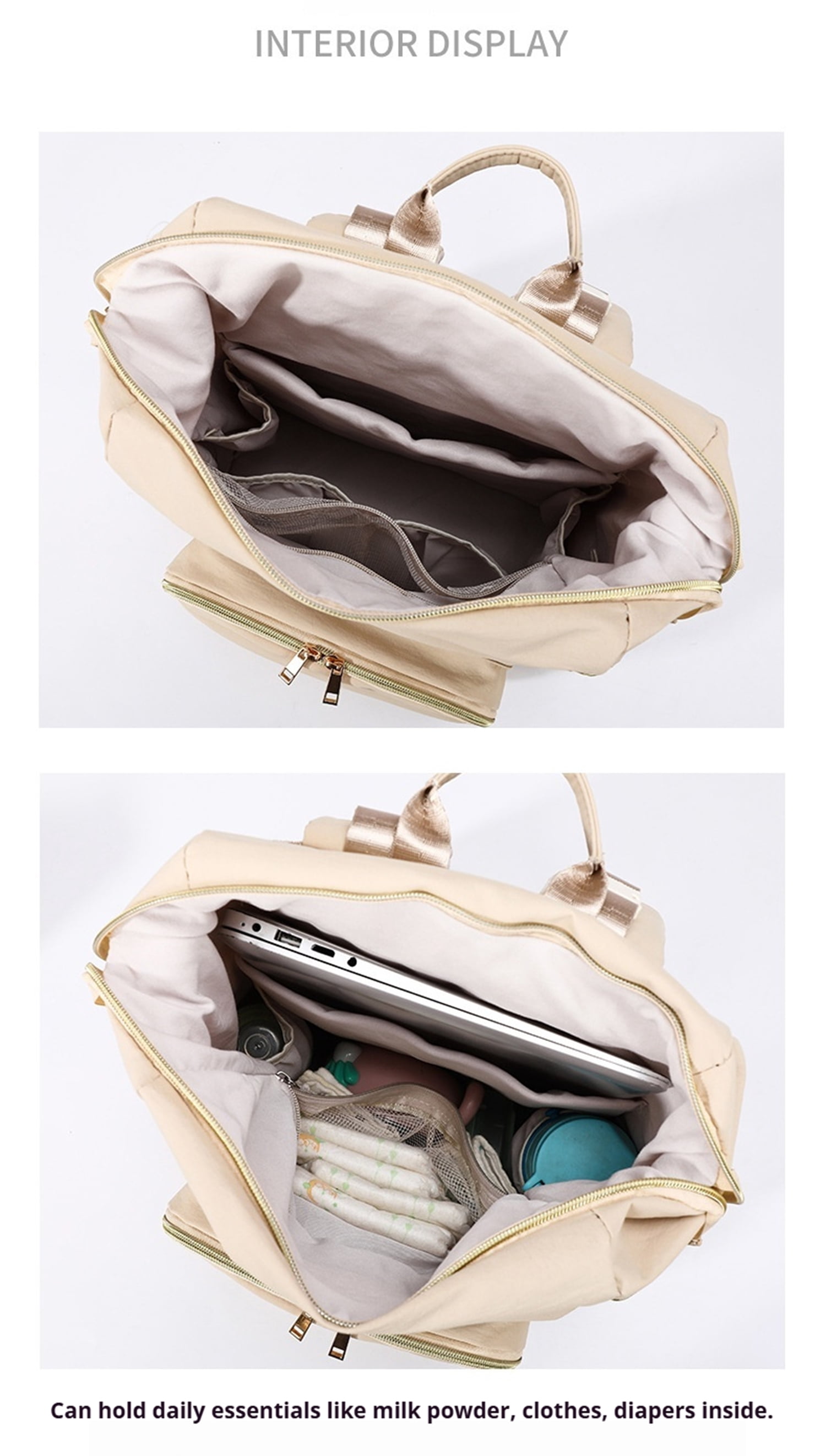 SNOW DEER Diaper Bag, Multi-Function Large Capacity Diaper Backpack, Portable Solid Color Maternity Backpack for Outdoor Travel, Waterproof Baby Diaper Bag with Stroller Straps for Mom & Dad