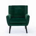 thumbnail image 5 of Soft Velvet Armchair Sofa, Velvet Upholstered Accent Chair with Black Legs and Armrest, Ergonomics Design Chair for Living Room Bedroom Indoor Home, Retro Green, 5 of 7