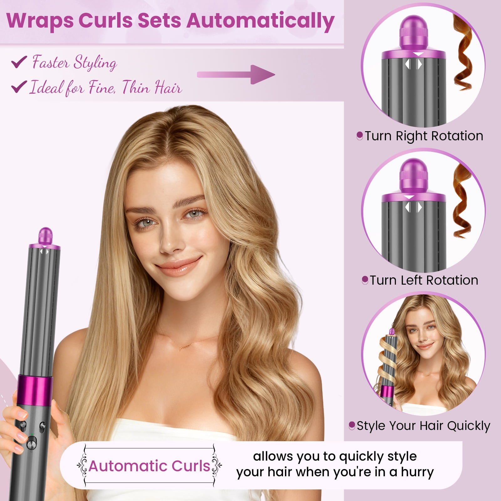 AFDD 40MM/1.6 Inch Long Hair Curling Barrels compatible with Dyson Airwrap Styler Self-Curling Accessories