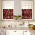 thumbnail image 4 of Merry Christmas Kitchen Curtains and Valances Set, Vintage Gold Xmas Tree Snowflakes Red Plaid Rod Pocket Window Valance Window Curtain Panels for Living Room Bedroom Laundry, 27.5x24in, 3 Pieces, 4 of 7