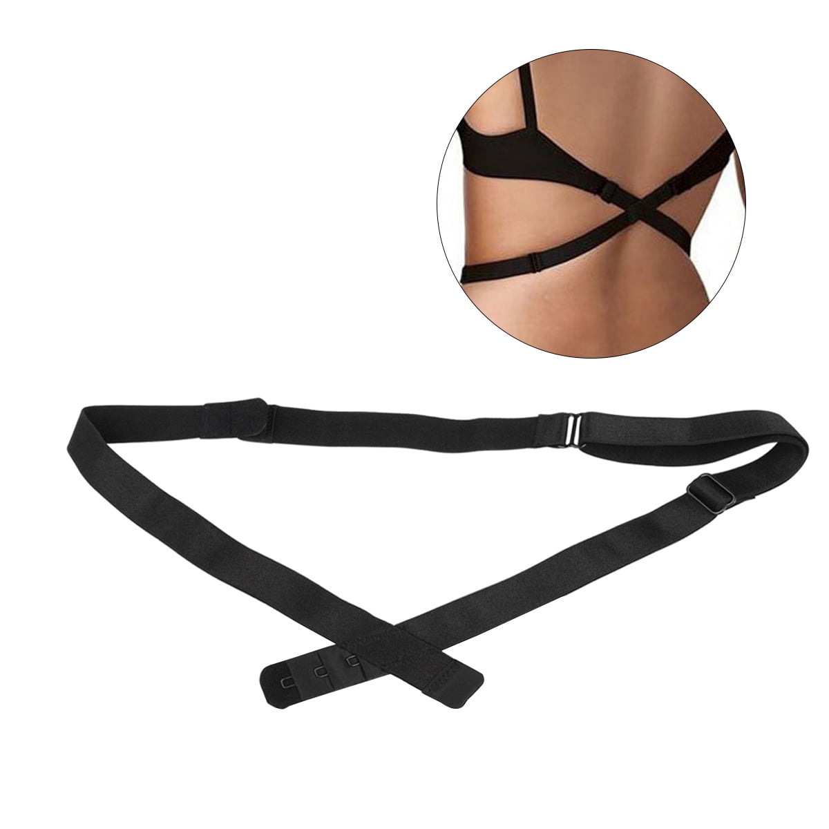 Black & White & Beige Museya 3pcs Womens Low Back Bra Strap Converter Adjustable Extension Strap in