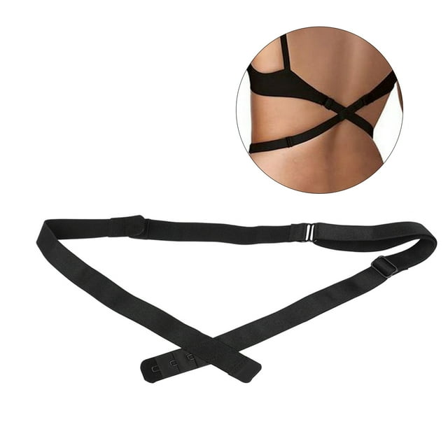 Rallonge de Bretelles de Soutien-Gorge Bas du Dos avec 3 Crochets pour Robe et Chemise Sans Dos à Col en V (Noir)