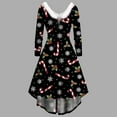 thumbnail image 2 of Holloyiver Women’s Dresses Summer 2023 Long Sleeve Christmas Printed Furry V-Neck Draw Back Swing Party Dress S-2XL, 2 of 5