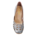 thumbnail image 4 of YDN Women Retro Round Closed Toe Flower Cutout Pumps High Heels Slip On Holiday Business Casual Dressy Shoes Size 7 Gray, 4 of 4