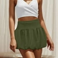 thumbnail image 2 of Women's Trendy Bubble Skirts Solid Color Mini Skirt High Elastic Waisted Skort Tummy Control Shorts Wide Leg Balloon Skorts Ruffled Pleated Short Skater Skirts, 2 of 5