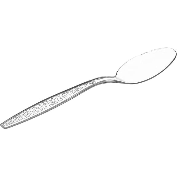 GUSTO Clear Tea Spoon Plastic Silverware Heavy Duty Disposable Cutlery, 300-Pack