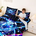 thumbnail image 3 of Castle Fairy Sport Soccer Bed Sheets 4-Piece, Abstract Crystal Football Full Size Sheets, Black Blue White,1 Fitted Sheet, 1 Flat Sheet and 2 Pillowcases, 3 of 6