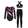 thumbnail image 2 of iiniim Kids Girls Long Sleeve Gymnastics Leotards with Vest and Leggings Figure Ice Skating Black 8, 2 of 7