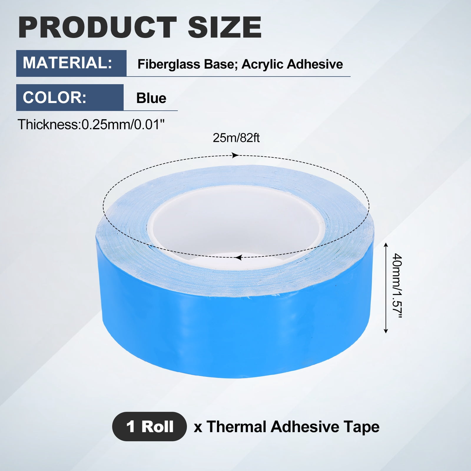Thermal Adhesive Tape, 25m x 40mm x 0.25mm Double Sided Thermal Tapes Conductive Tape Electrically Insulated for Coolers LED Strips Heat Sink Computer CPU GPU, Blue