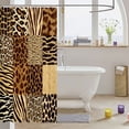 thumbnail image 3 of Manfei Minimalist Cheetah Print Shower Curtain 72Wx72L, Old Fashion Patchwork Bathroom Curtain, Tan Peach, 3 of 5