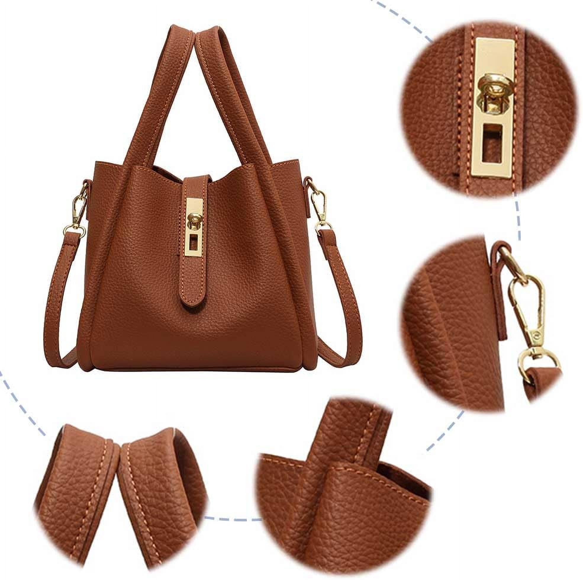 SPEKSEE Bucket Bags for Women - Leather Crossbody Bucket Purse Small Handbag Trendy Vintage Shoulder Bag with Small Purse