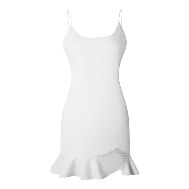 Riforla WomenS Summer Dress Graduation Dress Irregular Shoulder Belt Slim Satin  White Dress Womens Mini Dress White S - Walmart.com