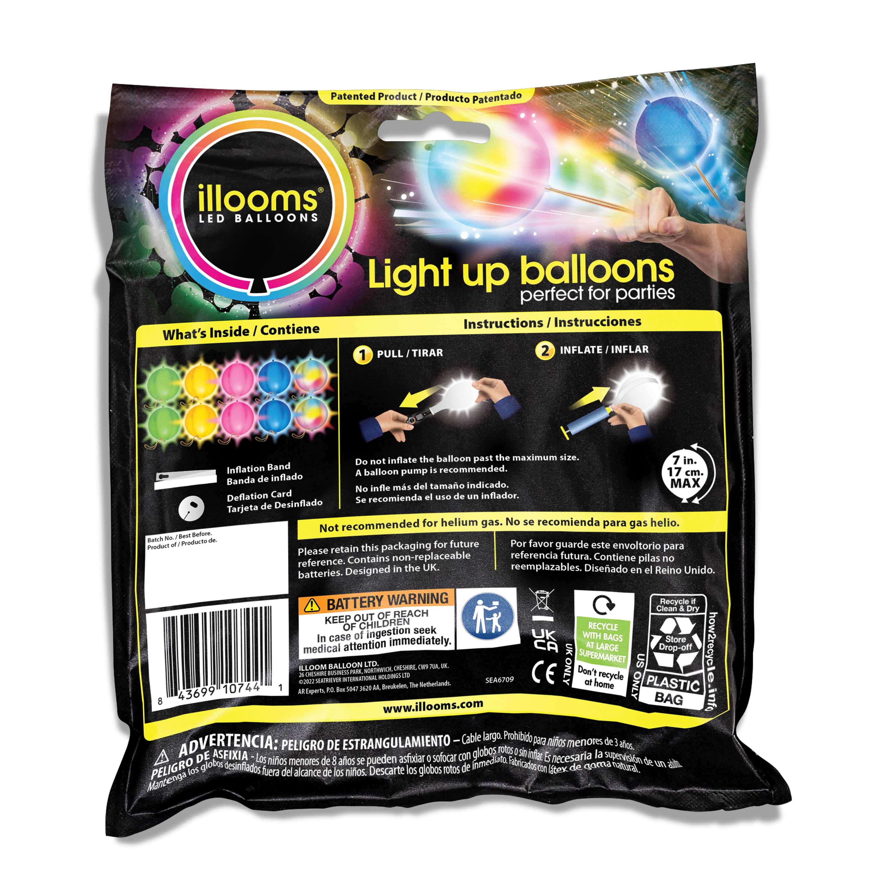 illooms Party Punch Ball Balloons 10 Count - LED Glow Party Toy for Birthdays and Celebrations