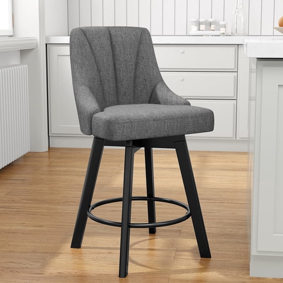 Taburete de Bar YaFiti 61 cm Altura de Mostrador Tela Giratoria Gris