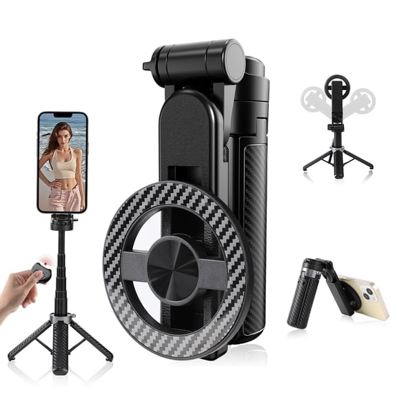 4-in-1 Multifunctional 360° Rotation Magnetic Selfie Stick,Universal Magnetic Phone Tripod with Detachable Remote Control, Extendable Mag Tripod Phone Stand for Video Recording & Vlogging