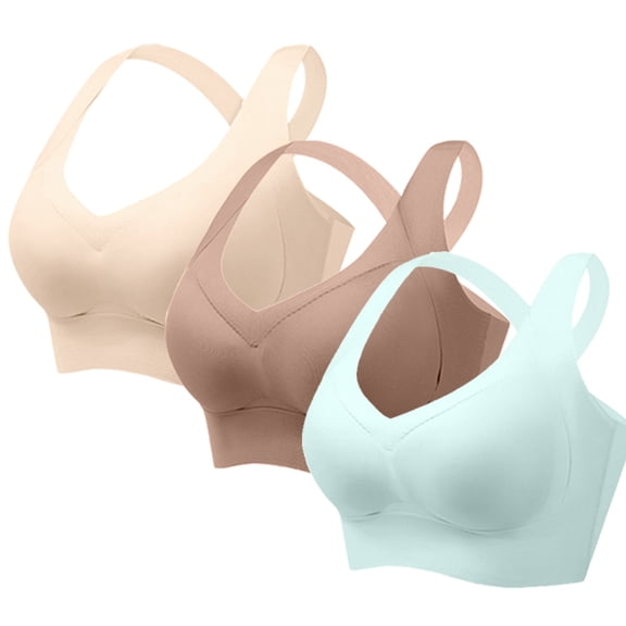 Pack of 3 Seamless Sports Bra High Supportive Icy Cross Back Yoga Bra No Underwire & Pad Womens Sports Bras (Beige & Mint Green & Coffee XXL)