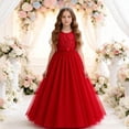thumbnail image 2 of FYDUU Robe d'Été Élégante Sans Manches pour Filles Robe Formelle en Tulle pour Fêtes d'Anniversaire Robe Décontractée pour Filles Robe de Vacances, 2 of 4