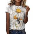 thumbnail image 3 of Bee And Flowers T-Shirt O Neck Oversize T-Shirts Short Sleeve Classic Tees Women Summer Graphic Tops, 3 of 5