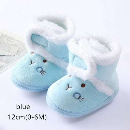 

Newborn Toddler Soft Keep Warm Warm Velvet First Walkers Infant Print Shoes Baby Snow Boots BLUE 12CM(0-6M)