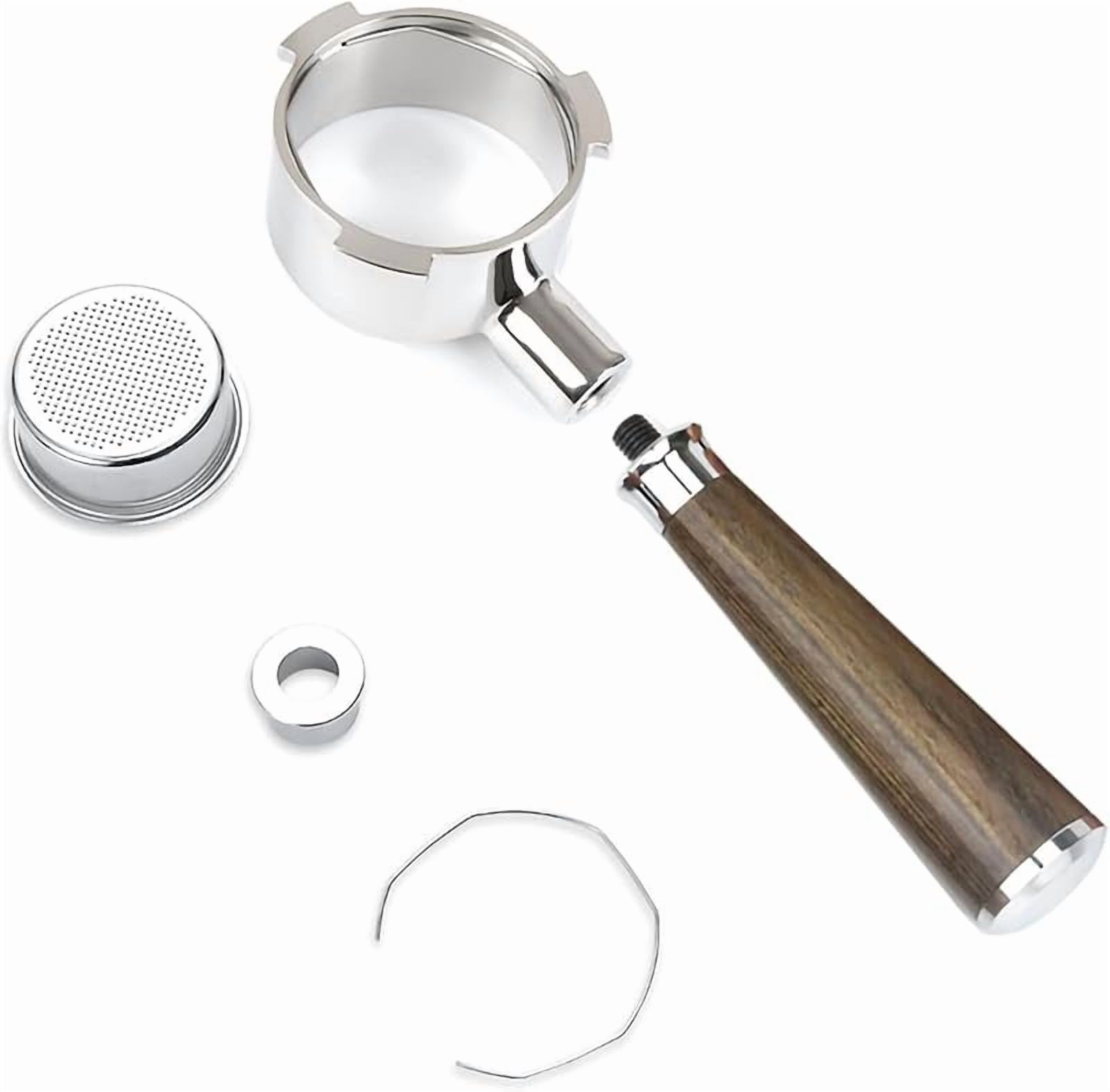Davonpha 51mm Bottomless Portafilter 3 Ears, Davonpha Professional Espresso Portafilter 51mm compatible with De-longhi EC680, EC685 & EC885 Espresso Machine, Stainless Steel Basket and Walnut Handle