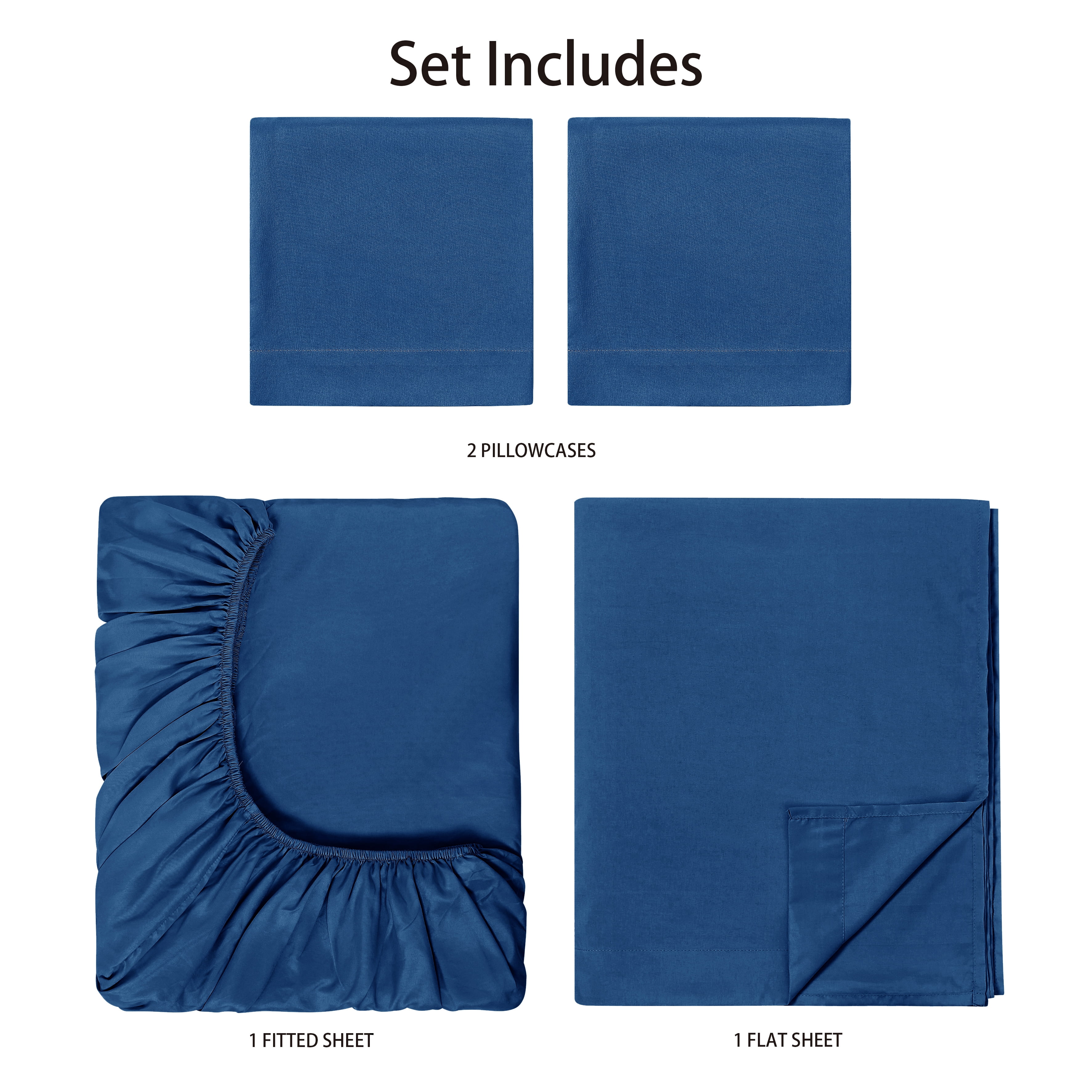 Mainstays Basic Value Microfiber Bed Sheet Set, Royal Blue, Full, 4 Piece