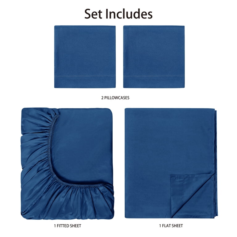 Mainstays Basic Value Microfiber Bed Sheet Set, Royal Blue, Queen