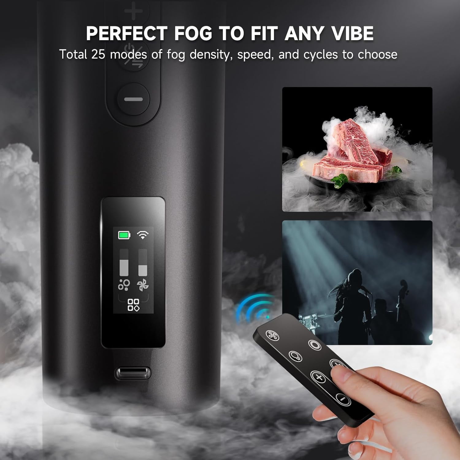 CF5 Portable Fog Machine, 40W Mini Handheld Smoke Machine for Photography with Remote Control, Small Fogger Haze Maker for Indoor Outdoor Halloween Party Cosplay, Rechargeable Fog Machine