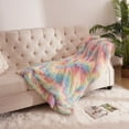 thumbnail image 7 of TWINNIS Soft Shaggy Faux Fur Rainbow Blanket Bed Throw Sherpa Fluffy Blankets for Bed Chair Sofa,60" x 80", 7 of 7