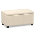thumbnail image 2 of Amelia 34" W Rectangle Storage Ottoman Bench in Satin Cream Faux Leather, 2 of 14