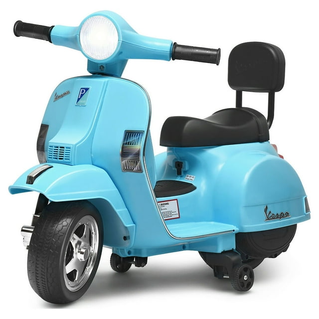 Costway 6V Kids Ride On Vespa Scooter Motorcycle for Toddler w/ Training Wheels Green